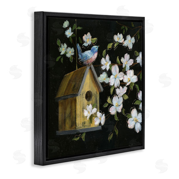 Stupell Industries Nan | Evening Song Birdhouse Over Black