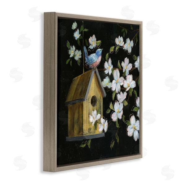 Stupell Industries Nan | Evening Song Birdhouse Over Black