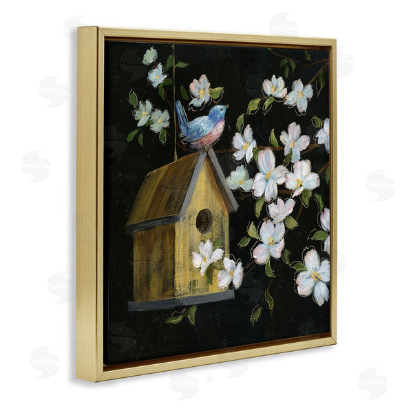 Stupell Industries Nan | Evening Song Birdhouse Over Black