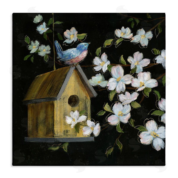 stupell industries Nan | Evening Song Birdhouse over Black