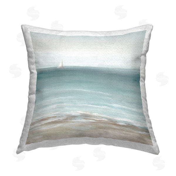Stupell Industries Nan | Faraway Boat On Ocean Printed Throw Pillow