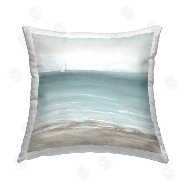stupell industries Nan | Faraway Boat on Ocean Printed Throw Pillow