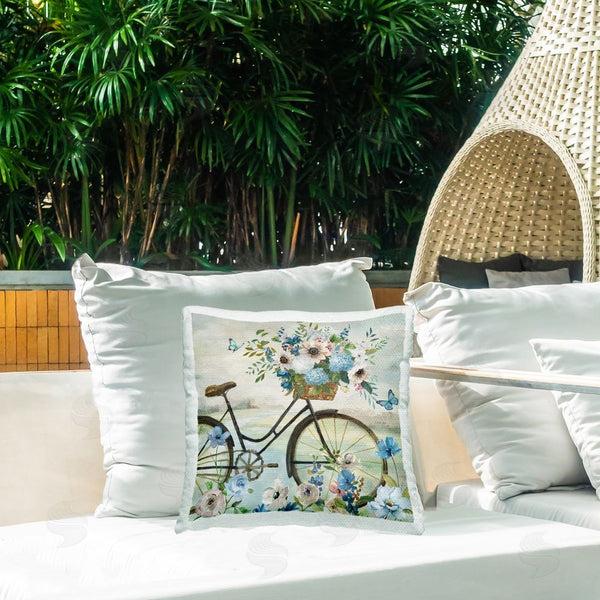 Stupell Industries Nan | Floral Bicycle & Butterflies Printed Throw Pillow