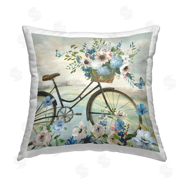 stupell industries Nan | Floral Bicycle & Butterflies Printed Throw Pillow