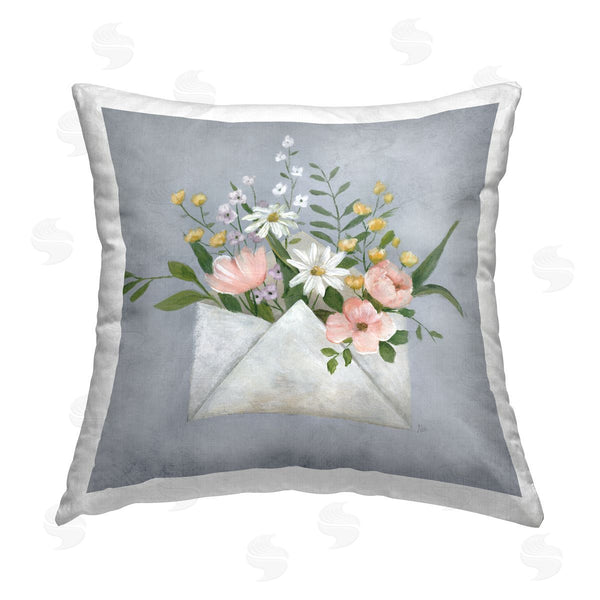 stupell industries Nan | Floral Blooms Envelope Printed Throw Pillow