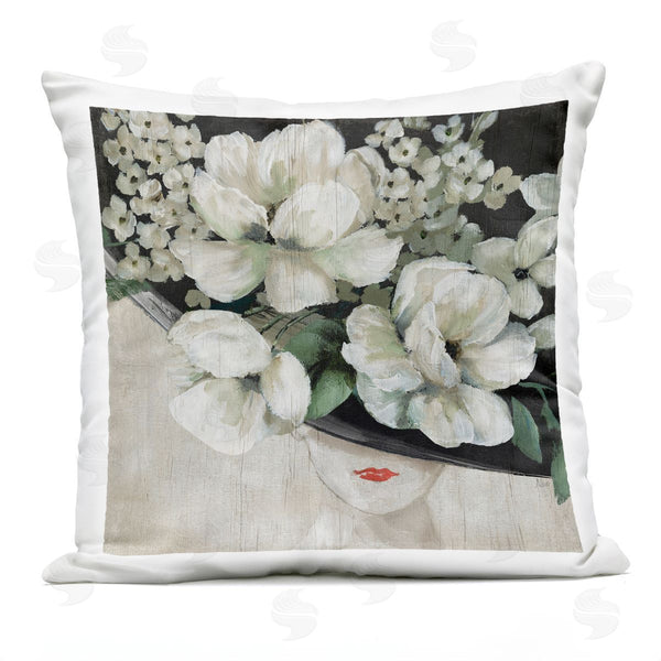 Stupell Industries Nan | Floral Blooms Woman Fashion Hat Printed Throw Pillow