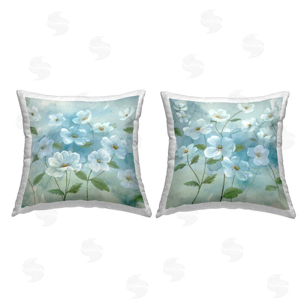 stupell industries Nan | Floral Blossoms Blue Sky Printed Throw Pillow Set