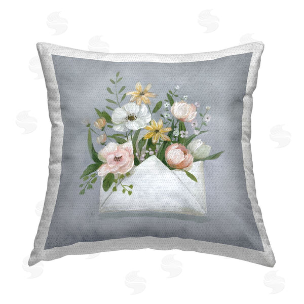 Stupell Industries Nan | Flower Bloom Mail Printed Throw Pillow