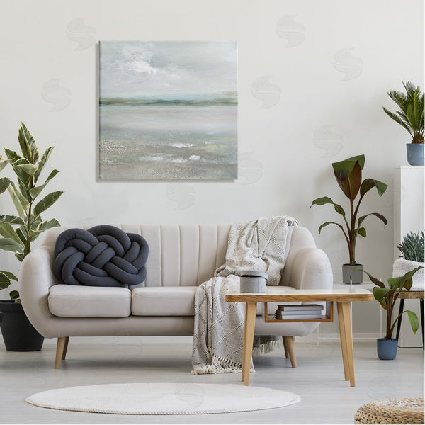 Stupell Industries Nan | Foggy Abstract Beach Landscape Distant Mountains Clouds Wall Art