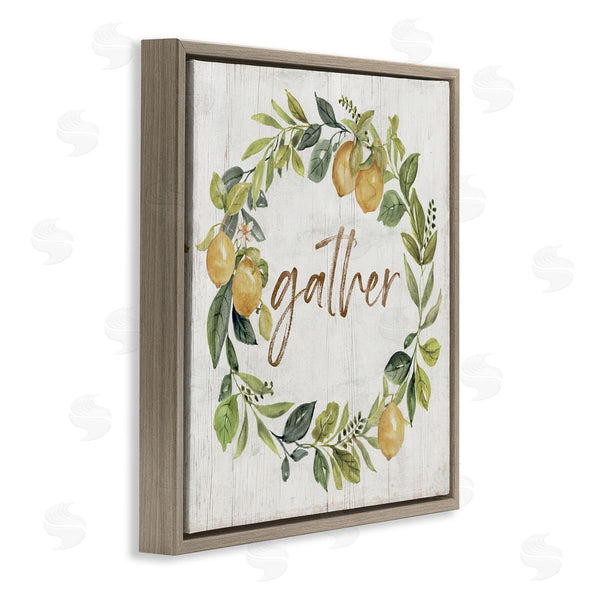 Stupell Industries Nan | Gather Circular Lemon Wreath Weathered Botanical Leaves Wall Art