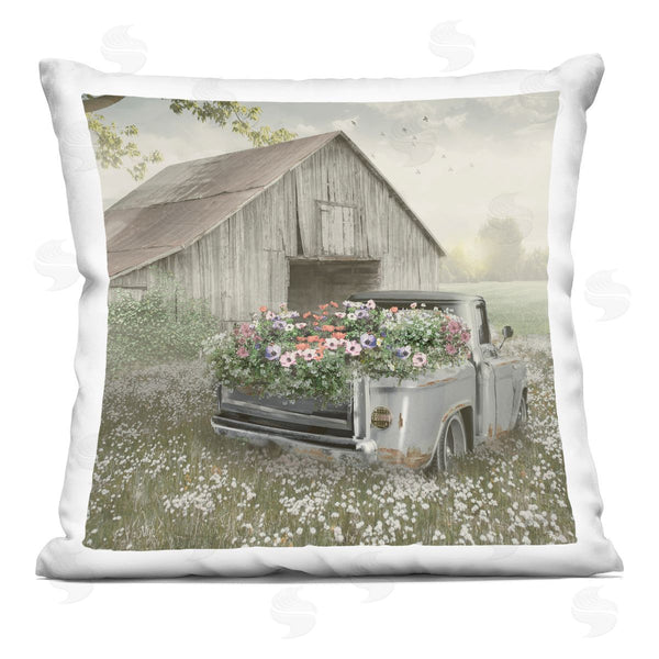 stupell industries Nan | Gathering Fragrance Flower Truck Printed Throw Pillow