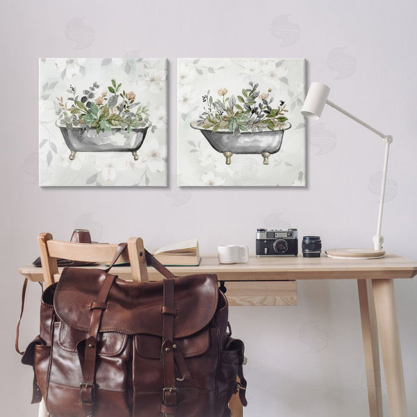 Stupell Industries Nan | Gray Muted Watercolor Flower Tub Wall Art