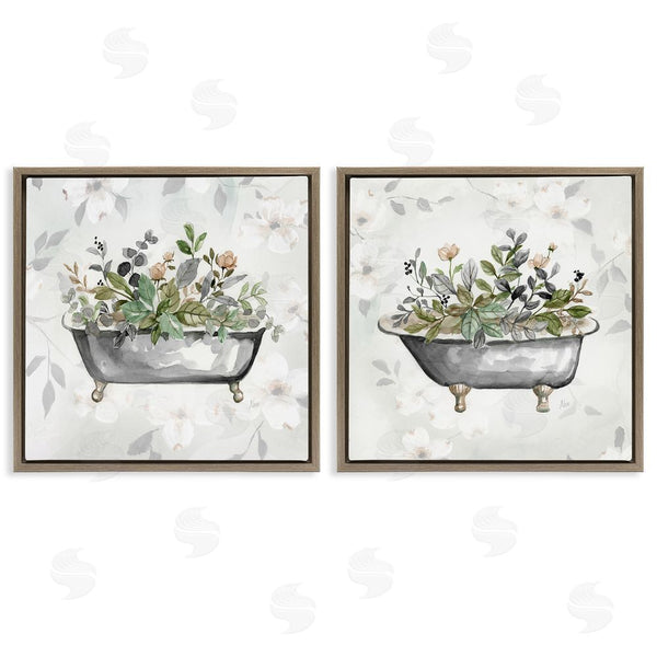 Stupell Industries Nan | Gray Muted Watercolor Flower Tub Wall Art