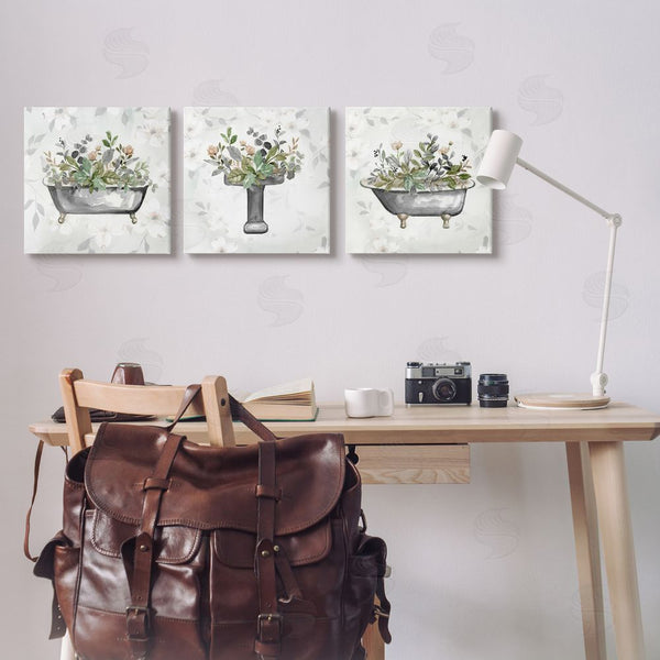 Stupell Industries Nan | Grey Bathroom Florals Wall Art
