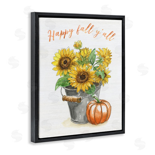 Stupell Industries Nan | Happy Fall Y'all Greeting Sunflower Tin Bucket Pumpkin Wall Art
