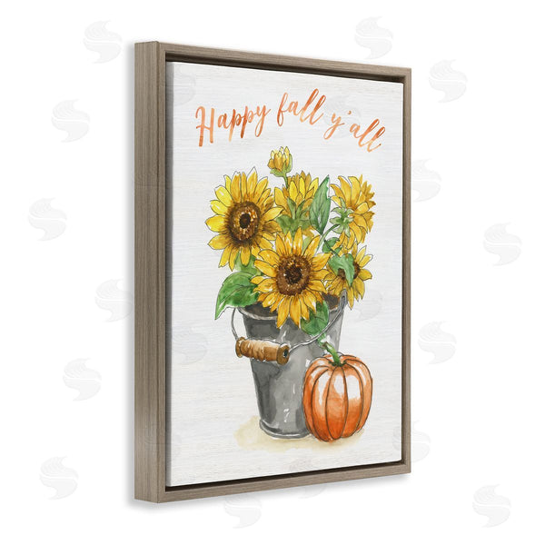 Stupell Industries Nan | Happy Fall Y'all Greeting Sunflower Tin Bucket Pumpkin Wall Art