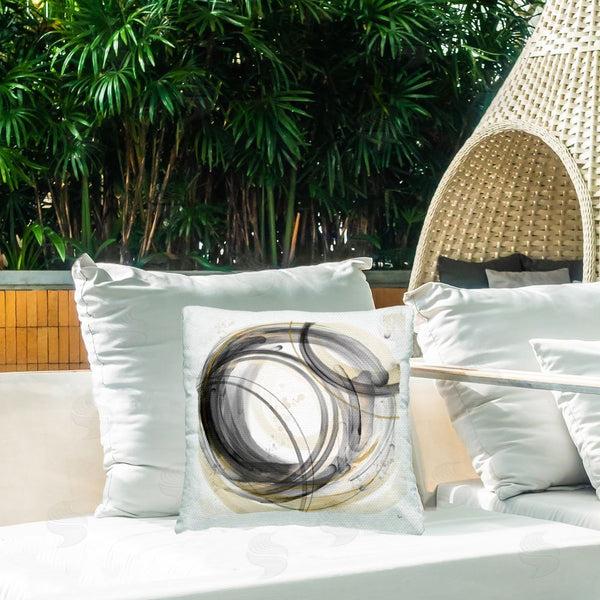 Stupell Industries Nan | Layered Grey Circles Printed Throw Pillow