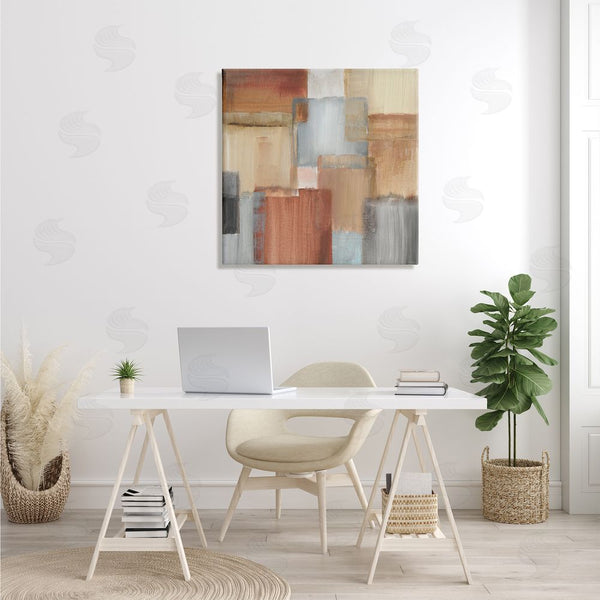 Stupell Industries Nan | Layered Patchwork Paint Abstraction Neutral Brown Grey Painting Wall Art