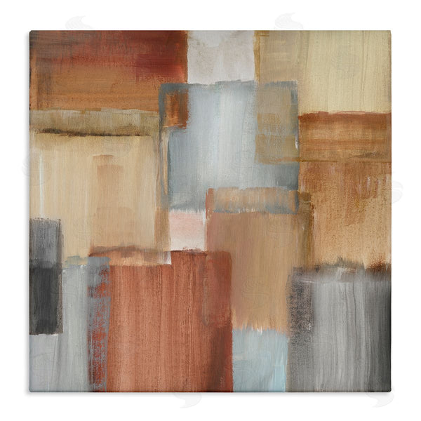 stupell industries Nan | Layered Patchwork Paint Abstraction Neutral Brown Grey Painting Wall Art