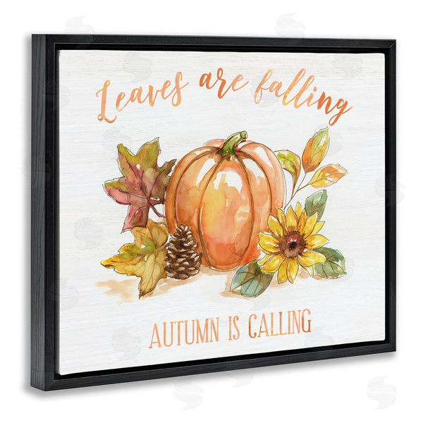 Stupell Industries Nan | Leaves Falling Autumn Calling Sentiment Pumpkin Pinecone Sunflower Wall Art