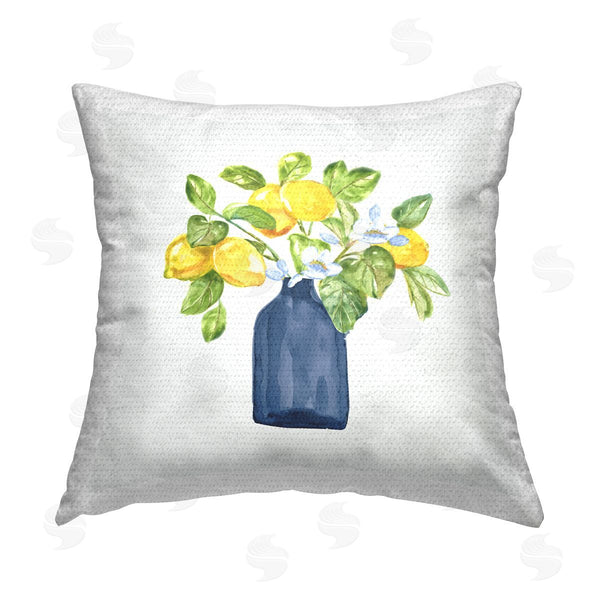 Stupell Industries Nan | Lemon Branches In Blue Printed Throw Pillow