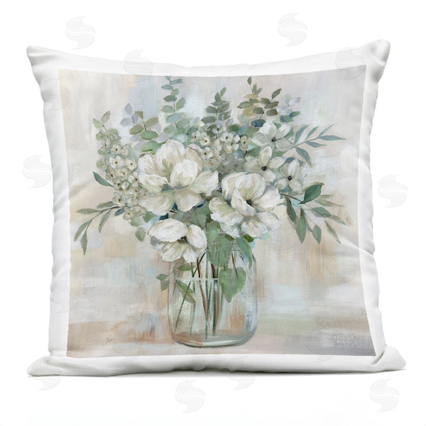 Stupell Industries Nan | Lively Flower Vase In Green Tones Printed Throw Pillow