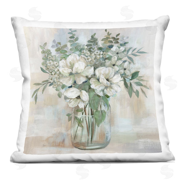 stupell industries Nan | Lively Flower Vase in Green Tones Printed Throw Pillow