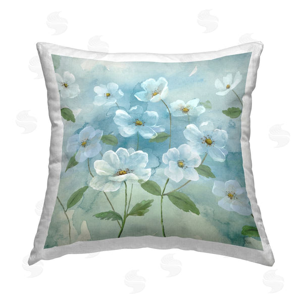 stupell industries Nan | Lovely Flowers on Blue Printed Throw Pillow