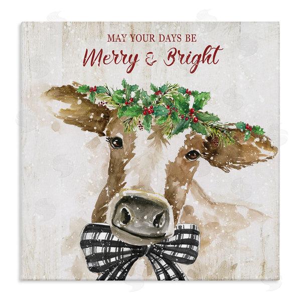 stupell industries Nan | Merry & Bright Holiday Cattle Wall Art