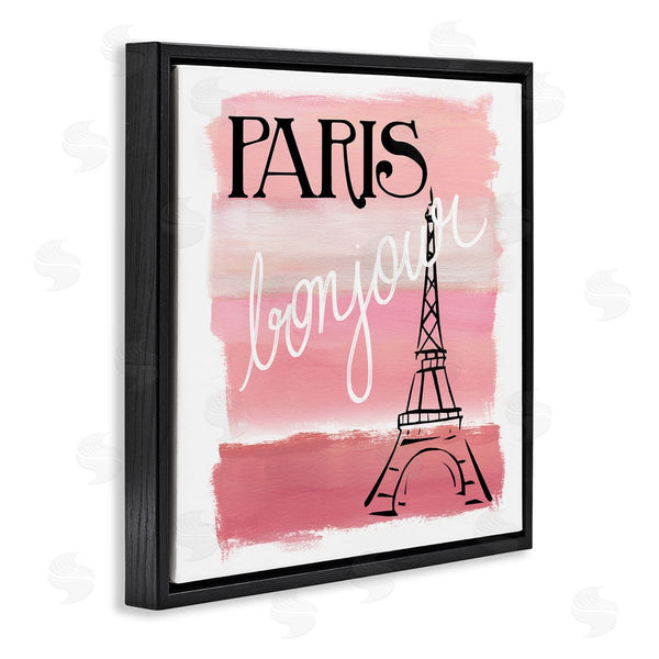 Stupell Industries Nan | Paris Bonjour French Eiffel Tower Abstract Pink Stripes Wall Art