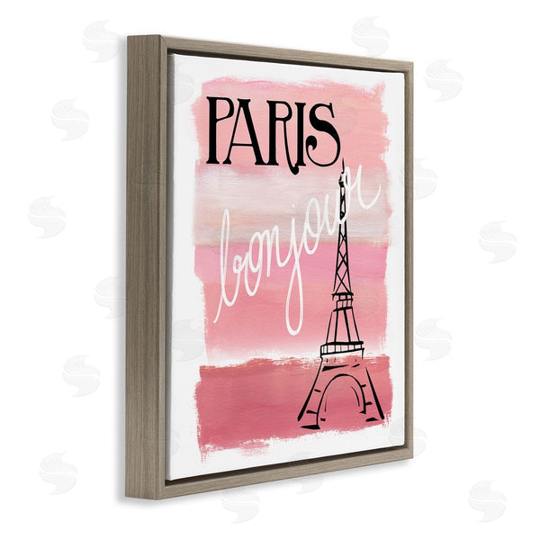 Stupell Industries Nan | Paris Bonjour French Eiffel Tower Abstract Pink Stripes Wall Art