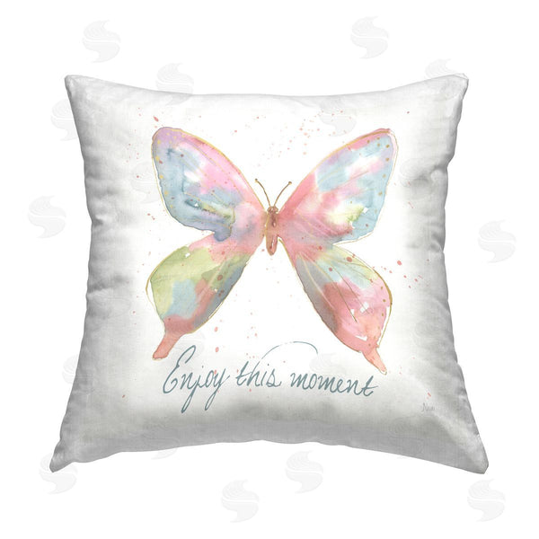 stupell industries Nan | Pastel Butterfly with Phrase Printed Throw Pillow