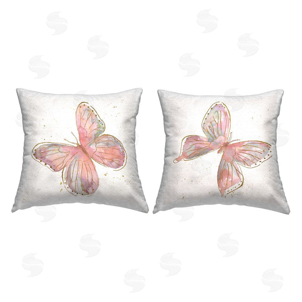 Stupell Industries Nan | Pastel Pink Butterflies Glam Detail Printed Throw Pillow Set