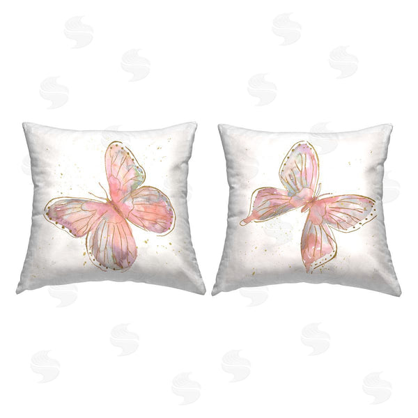 stupell industries Nan | Pastel Pink Butterflies Glam Detail Printed Throw Pillow Set