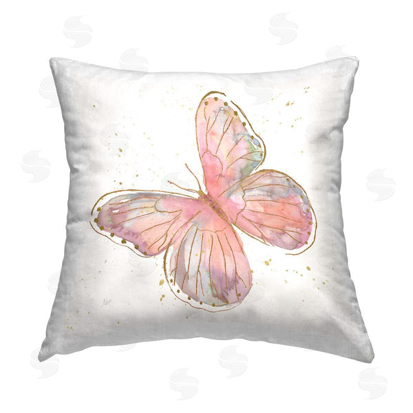 stupell industries Nan | Pink Glam Glimmering Butterfly Printed Throw Pillow