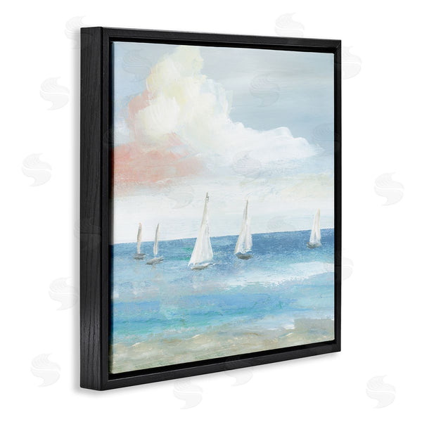 Stupell Industries Nan | Quiet Sailboats Ocean Water Waves Puffy Clouds Wall Art