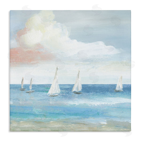 stupell industries Nan | Quiet Sailboats Ocean Water Waves Puffy Clouds Wall Art