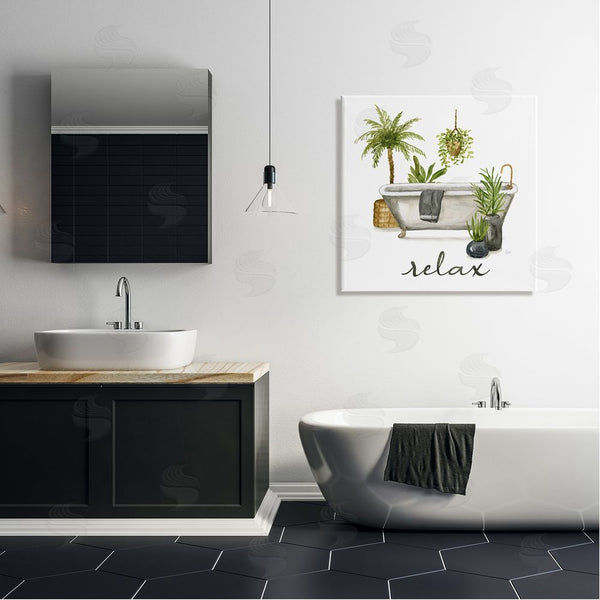 Stupell Industries Nan | Relax Tub Plants Arrangement Wall Art