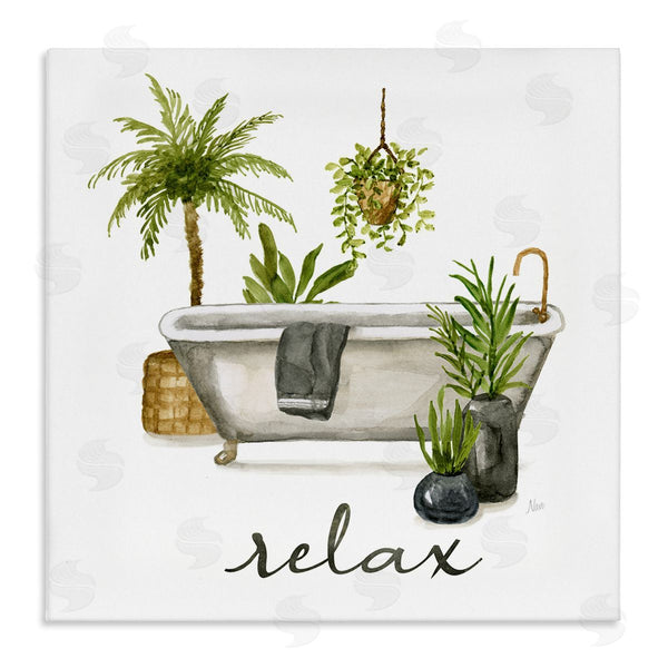 stupell industries Nan | Relax Tub Plants Arrangement Wall Art