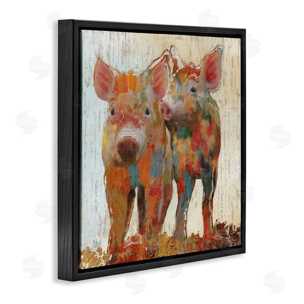 Stupell Industries Nan | Rustic Farm Pigs Abstract Contemporary Patchwork Pattern Wall Art