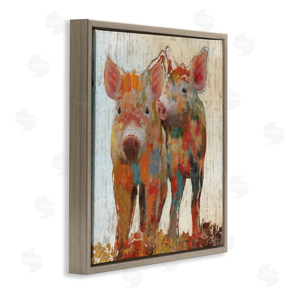 Stupell Industries Nan | Rustic Farm Pigs Abstract Contemporary Patchwork Pattern Wall Art