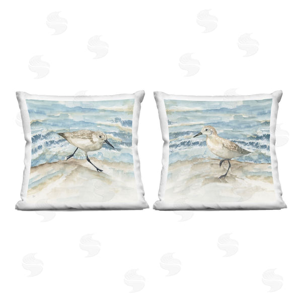 stupell industries Nan | Sandpipers Treading Beach Shore Printed Throw Pillow Set