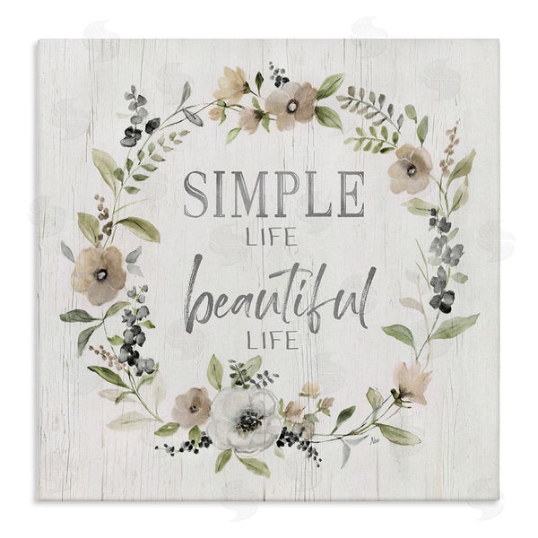 stupell industries Nan | Simple Beautiful Life Uplifting Flower Blossoms Phrase Wall Art