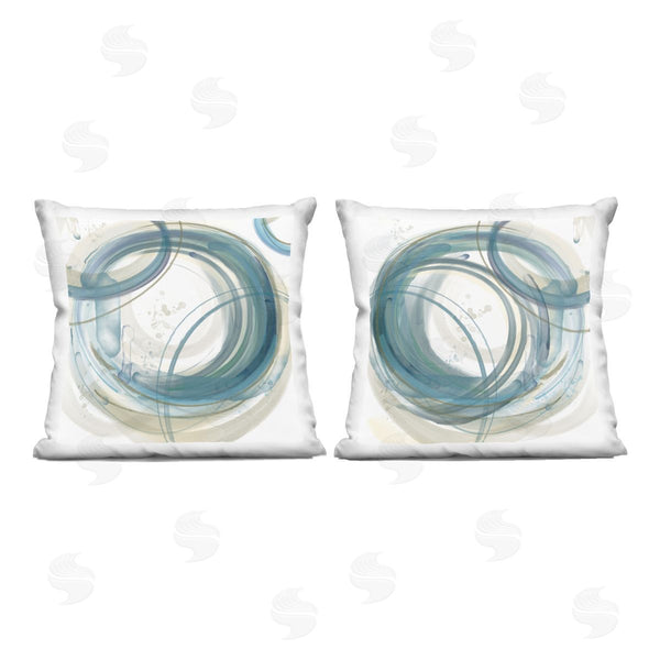 stupell industries Nan | Teal Circular Rings Printed Throw Pillow Set