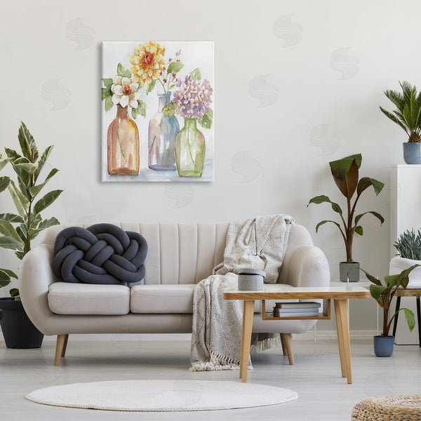 Stupell Industries Nan | Three Flower Jars Lilacs Dahlia Magnolia Spring Florals Wall Art