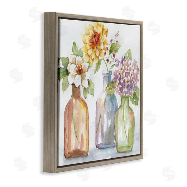 Stupell Industries Nan | Three Flower Jars Lilacs Dahlia Magnolia Spring Florals Wall Art