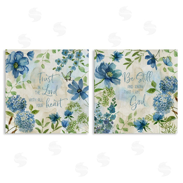 stupell industries Nan | Trust Be Still Blue Hydrangea Wall Art