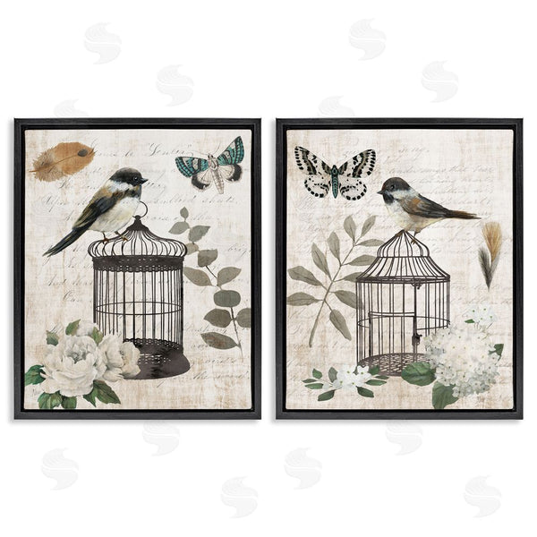Stupell Industries Nan | Vintage Bird Cage With Timeless Cursive Wall Art