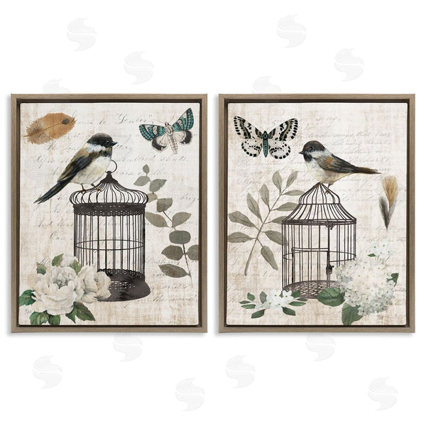 Stupell Industries Nan | Vintage Bird Cage With Timeless Cursive Wall Art