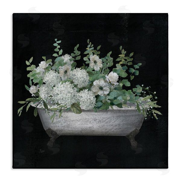 stupell industries Nan | Vintage Clawed Bathtub Botanical White Flower Bouquet Wall Art